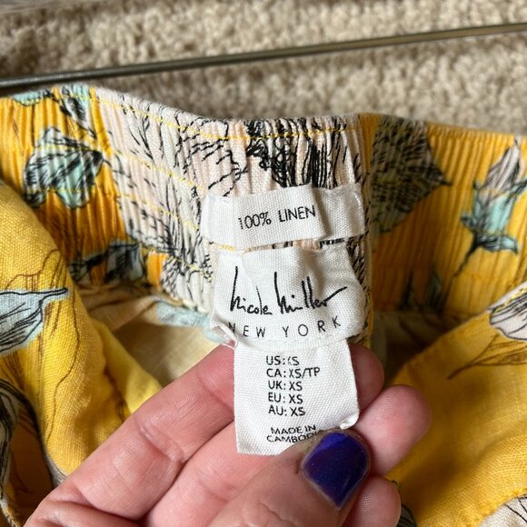 Nicole Miller *Yellow Wide-Leg Linen Pants* | Bright Floral | POCKETS | XS - Picture 8 of 12